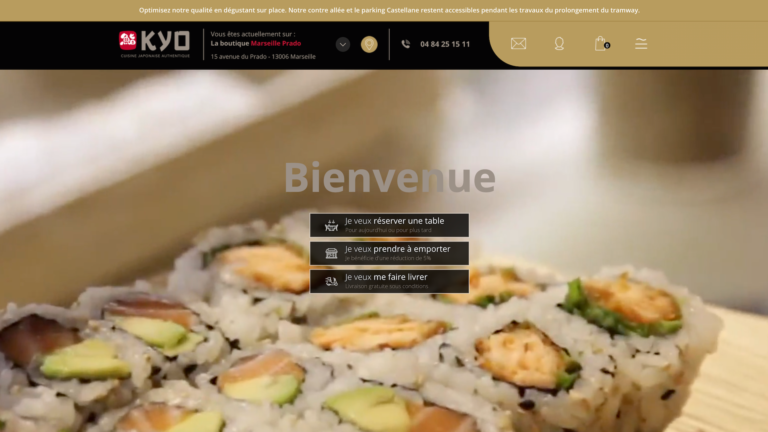 Site Web Kyo Sushi Marseille