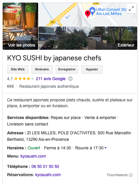 avis client site web kyo sushi aix